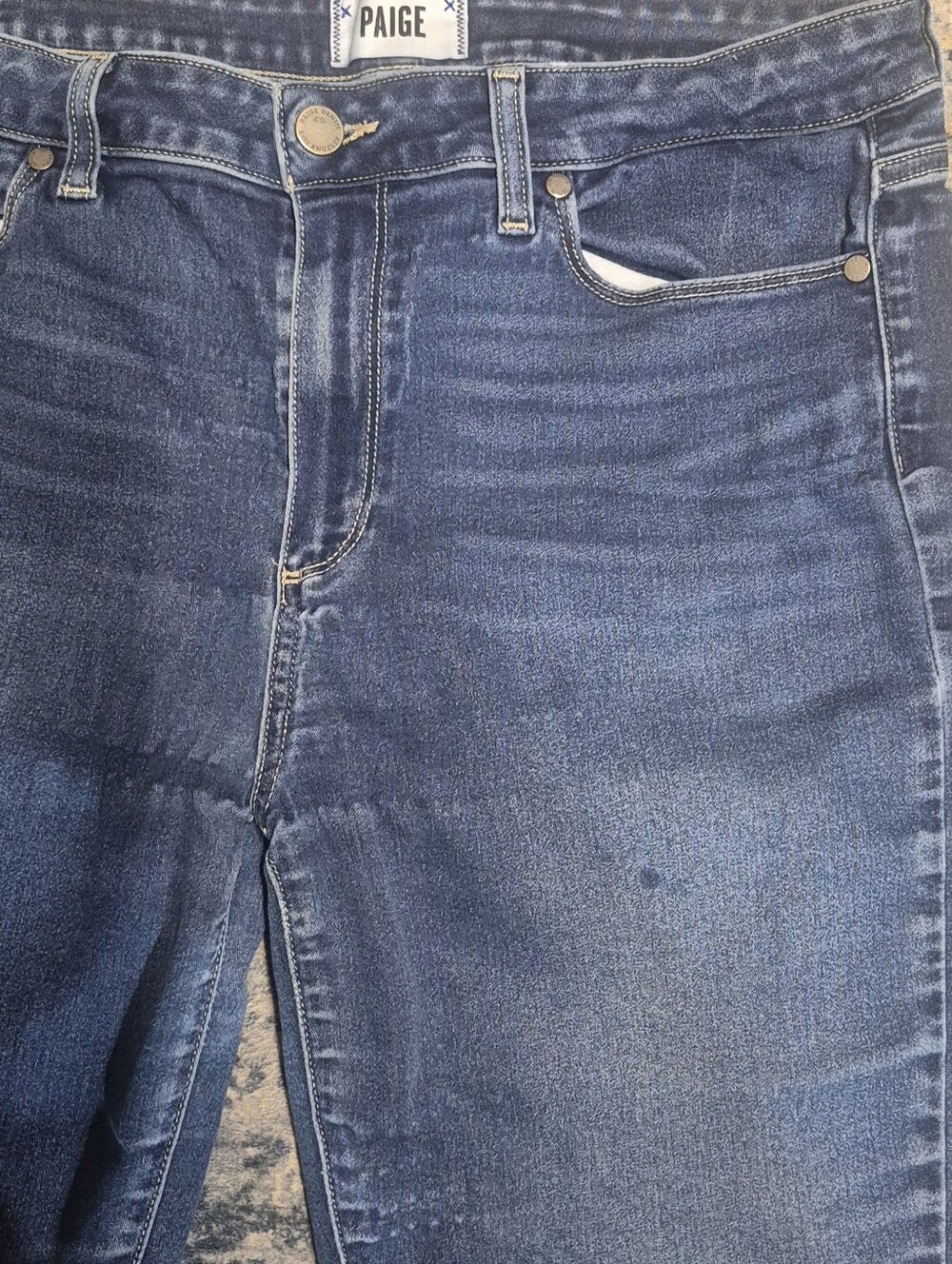 PAIGE Blue Skinny Faded Jeans. Hoxton Ankle Jeans. Super Soft Stretch. - Picture 7 of 7
